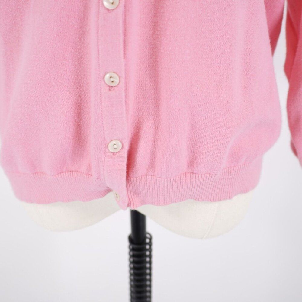 Tommy Hilfiger Medium Pink Button Cardigan Sweater with Long Sleeve With Ruching - Picture 2 of 8
